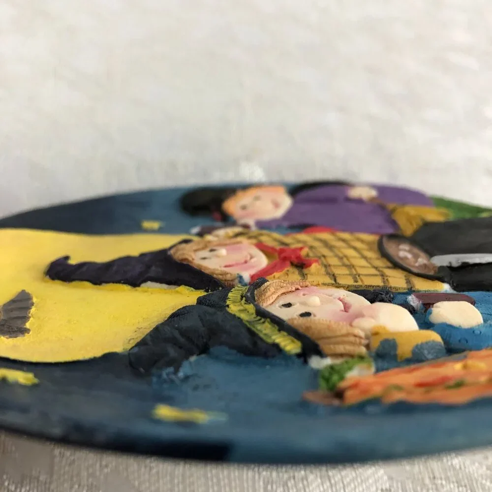 Vintage 1997 Halloween Witches Plate 5¼” 3D Ceramic Decor from Popular Imports